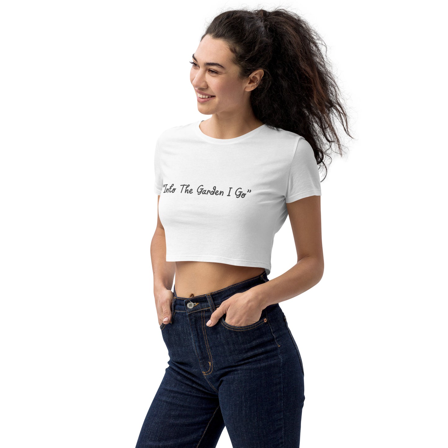 Organic Quote White Crop Top