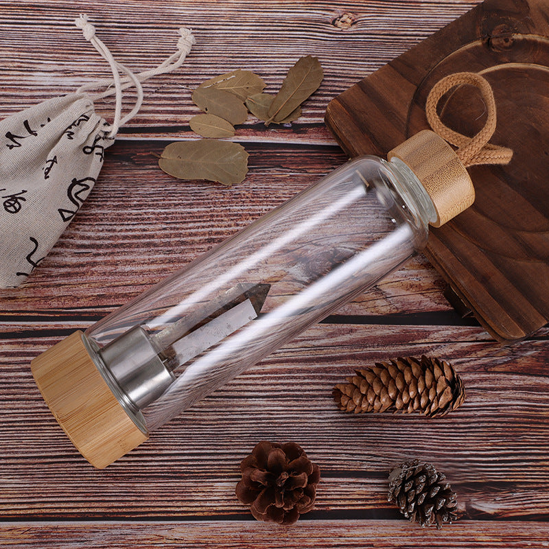 Bamboo Crystal Energy Bottle (borosilicate glass )