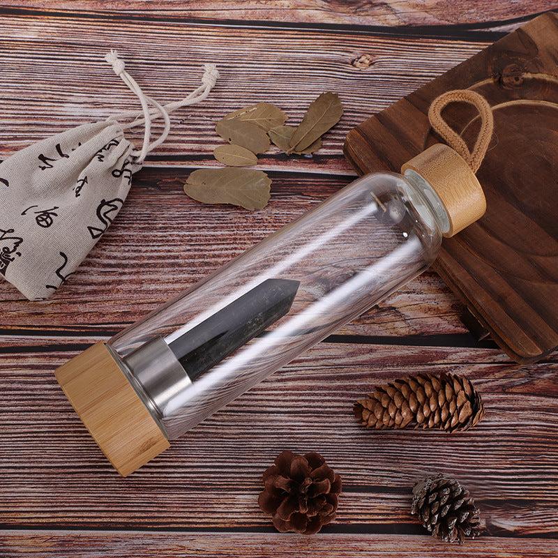 Bamboo Crystal Energy Bottle (borosilicate glass )