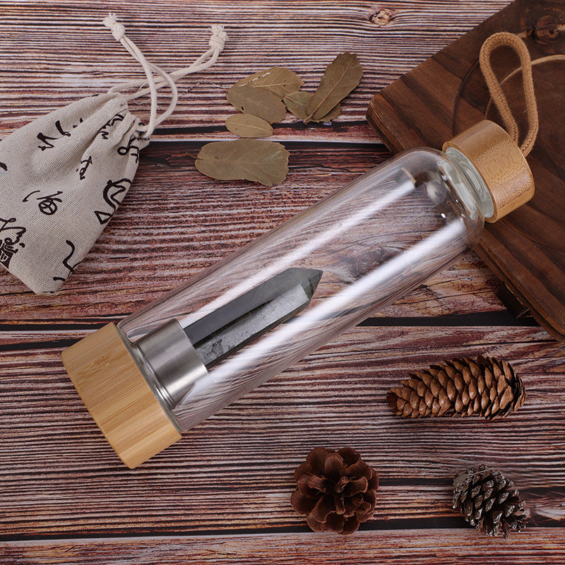 Bamboo Crystal Energy Bottle (borosilicate glass )