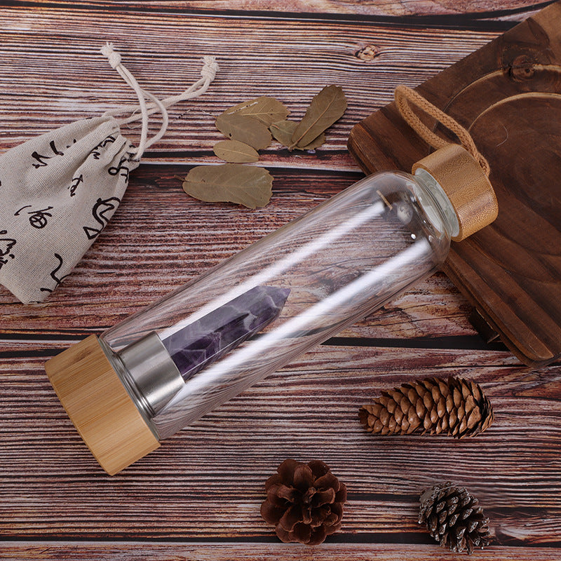 Bamboo Crystal Energy Bottle (borosilicate glass )